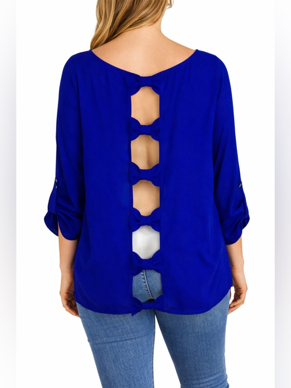 Beautiful Blue Bow back top